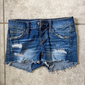 Daytrip Blue Distressed Jean Shorts